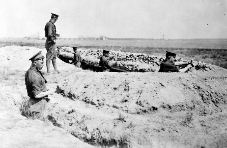 Military Museum Soldiers Historical photograph of soldiers positioned in a defensive trench